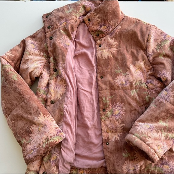 Anthropologie Edie Corduroy Floral Puffer Jacket Size S - Picture 9 of 15
